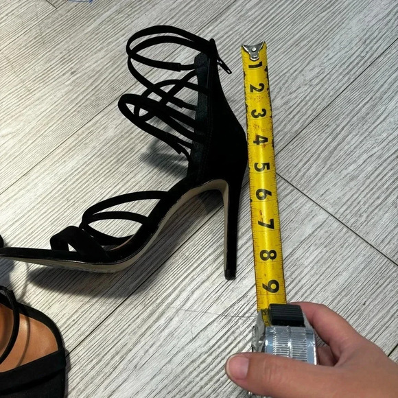NWT Steve Madden Heels - Open Toe Strap Suede Sandals in black size 6 1/2 - Picture 8 of 9